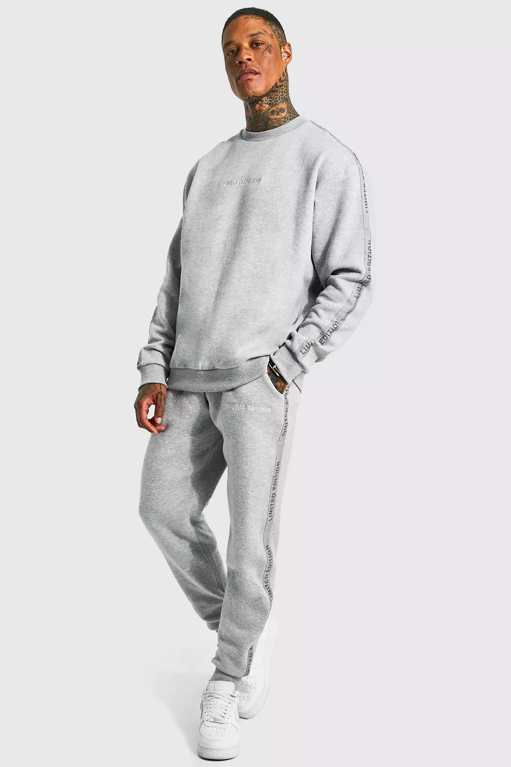 Boohooman best sale tracksuit grey